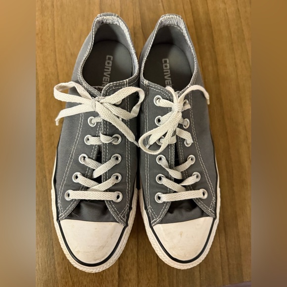 Converse Charcoal Canvas Sneakers with White Accents size 10 - Picture 1 of 7